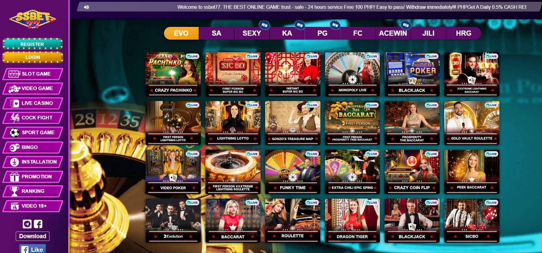 Lightning Roulette at SSBET77